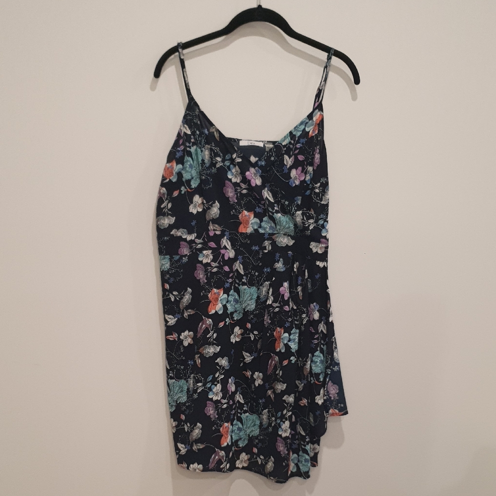 Dex Floral Spaghetti Strap Dress Navy Size Large